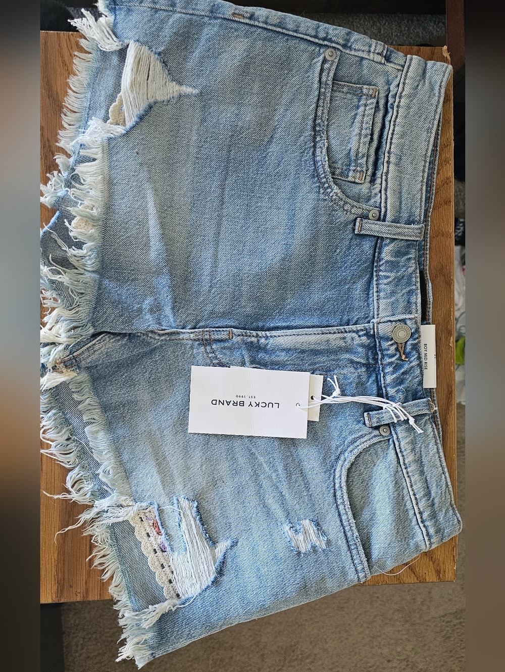 Lucky Brand Light Wash Distressed Denim Cutoff Shorts